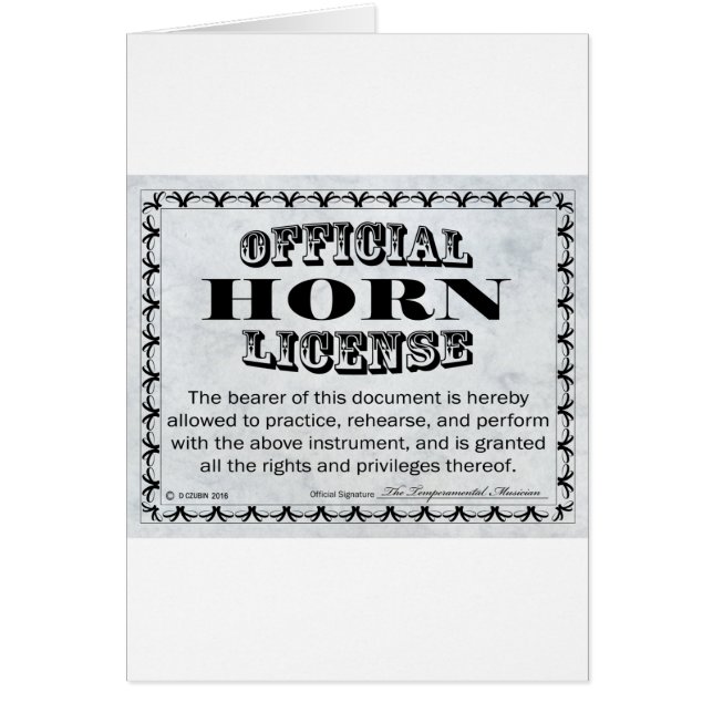 Licence de corne (Devant)