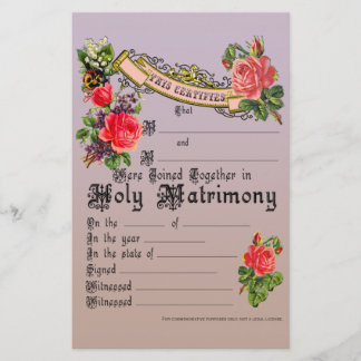 Licence de Mariage commémoratif