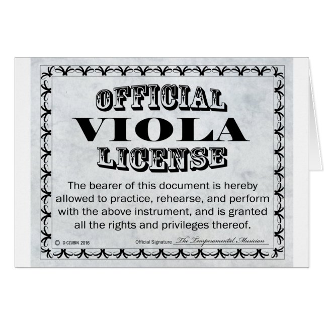 Licence de viola (Devant horizontal)