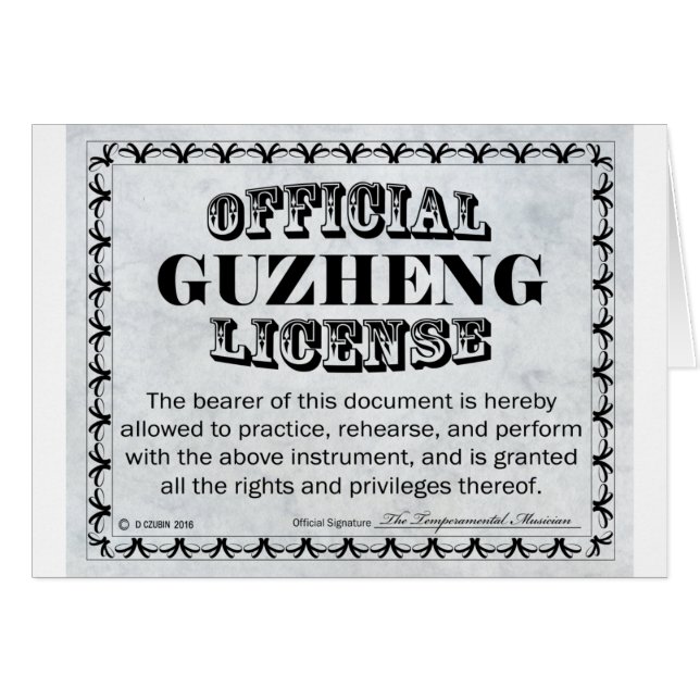 Licence Guzheng (Devant horizontal)