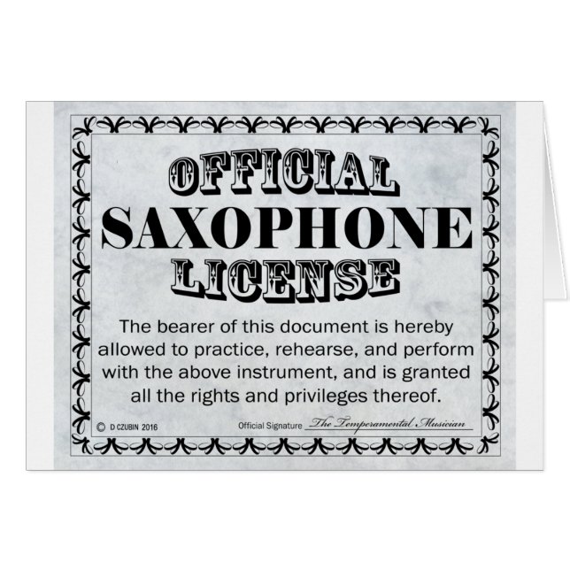 Licence Saxophone (Devant horizontal)
