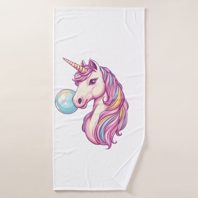 Licorne Bulle de Bonbons (1) (Serviette de bain)