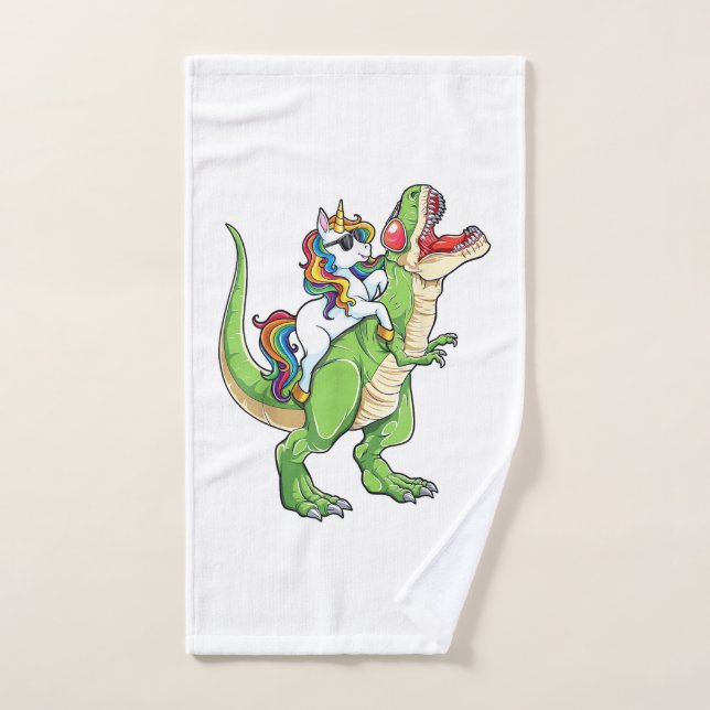 Licorne chevauchant le T rex Dinosaure Garçons Fil (Serviette à main)