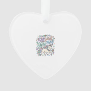Licorne Cœur Doux Corne Pointue Fond Blanc Typo