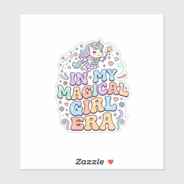 Licorne Dans Mon Autocollant Kawaii d'Ère de Fille (Feuille)