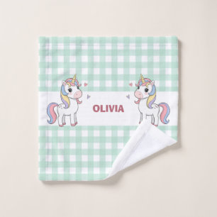 Licorne de dessin animé mignonne à carreaux