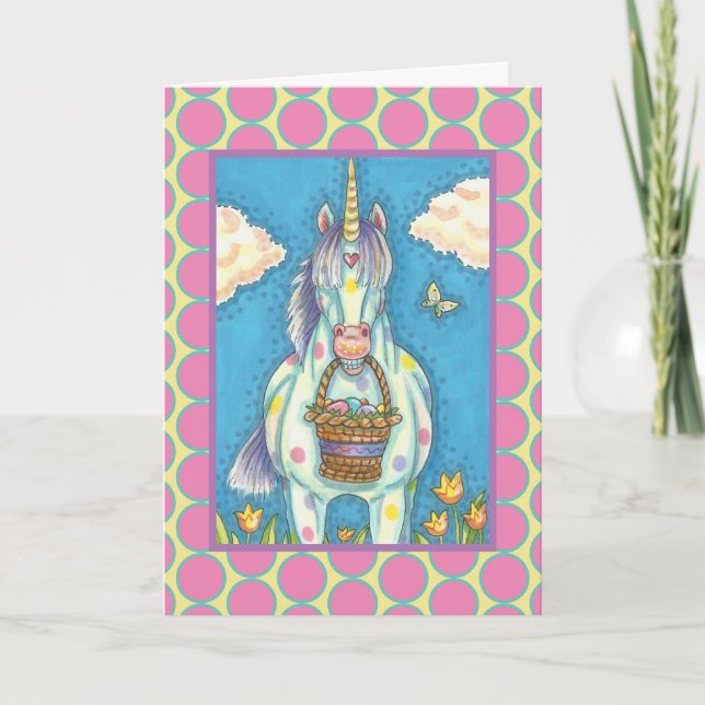 LICORNE de PANIER de PÂQUES, vers de CARTE DE (Devant)