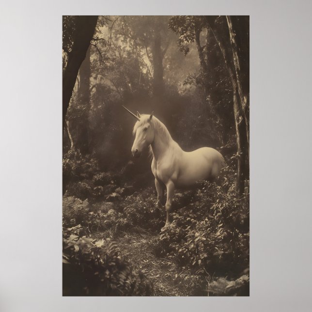 Licorne en forêt Photographie Impression Dark Acad (Devant)