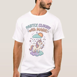 Licorne en partie nuageux avec un T-shirt tendance