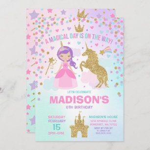Licorne et princesse Invitation Magical Birthday