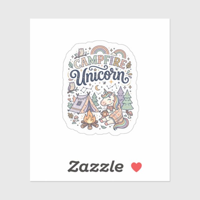 Licorne Feu de camp Licorne Autocollant vectoriel  (Feuille)