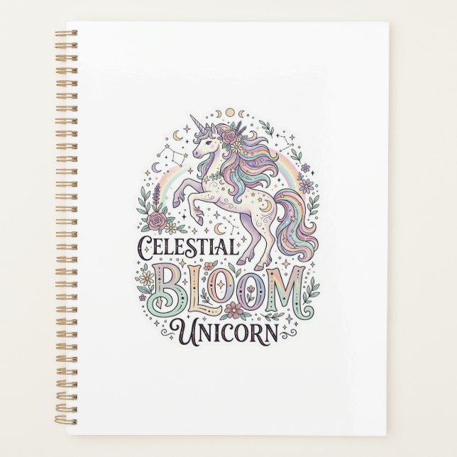Licorne Fleur Céleste Licorne Premium Vecteur Typ (Devant)