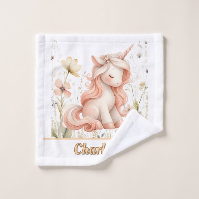 Licorne fleur sauvage pastel fantaisiste (Gant de toilette)
