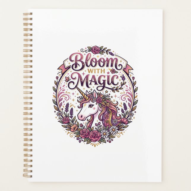 Licorne Fleurir avec Magie POD Prêt Fond Blanc (Devant)