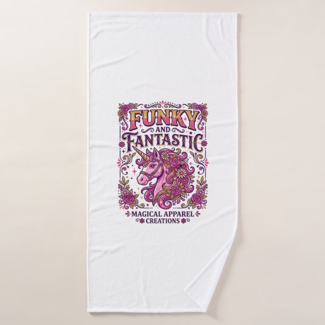 Licorne Funky et Fantastique Design Zazzle Élégant (Serviette de bain)