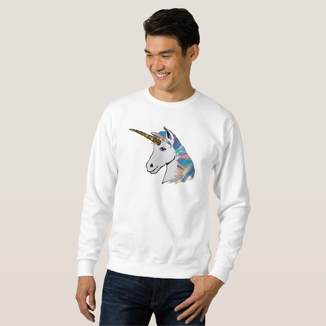 licorne holographique homme sweatshirt (Devant entier)