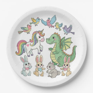 Licorne Magique & Dragon | Assiette de Fête pour E