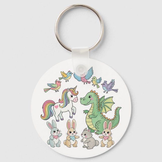 Licorne Mignonne & Porte-Clés Fantastique Dragon (Recto)