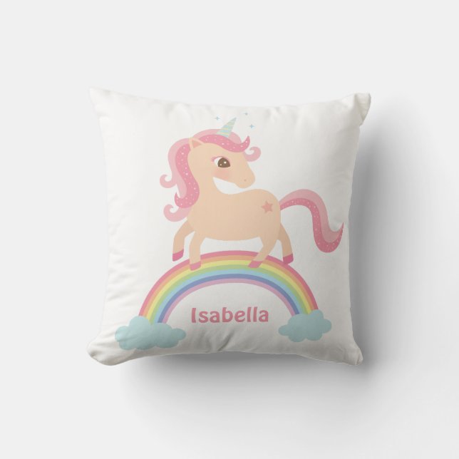 Licorne Mignonne sur Coussin de Décoration de Cham (Recto)