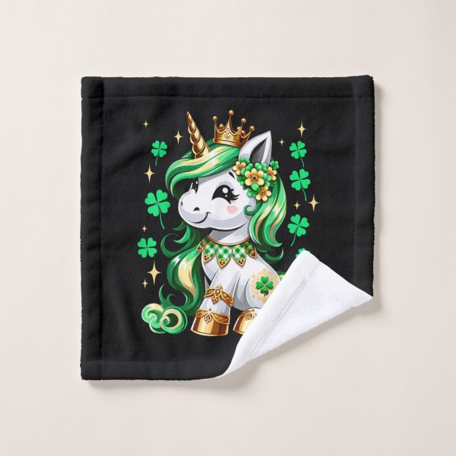 Licorne Mignonne Trèfle St Patrick (Gant de toilette)