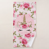 Licorne Or Rose Floral Roses Mignonnes Tendance
