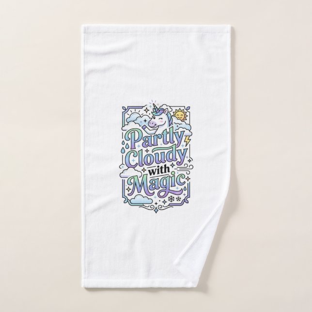 Licorne Partiellement Nuageux avec Vecteur Commerc (Serviette à main)