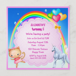 Licorne, princesse Kitty et invitations de partie
