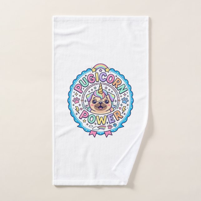 Licorne Pugicorn Puissance Drôle Cadeau Mignon Con (Serviette à main)