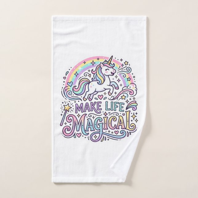 Licorne Rendre La Vie Magique Typographie Vectorie (Serviette à main)