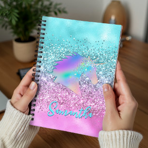 Licorne rose aqua chic paillettes glamour monogram