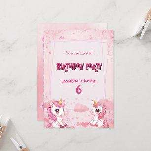 Licorne Rose Mignonne une Invitation d'Anniversair