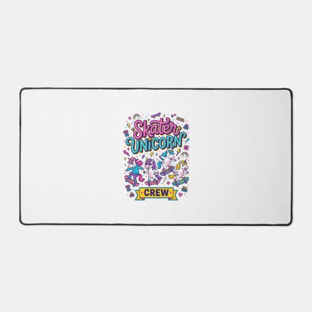 Licorne Skater Licorne Crew Rétro Style Imprimé su (Recto)