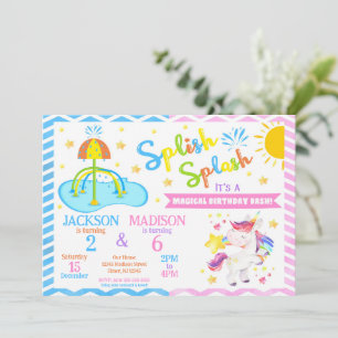Licorne & Splash Pad Invitation d'anniversaire com