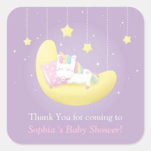 Licorne sur des autocollants de baby shower de
