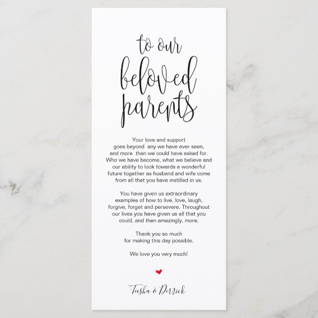 Lieu Cadre Carte de remerciements pour les parents (Devant)