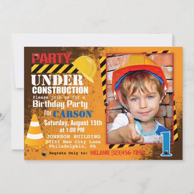Lieu de construction Invitation de fête d'annivers (Devant)