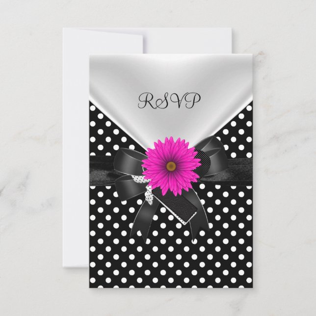 Lieu de fête RSVP pois noir blanc rose (Devant)