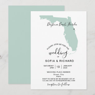 Lieu de Mariage Floride Carte Coeur Amovible