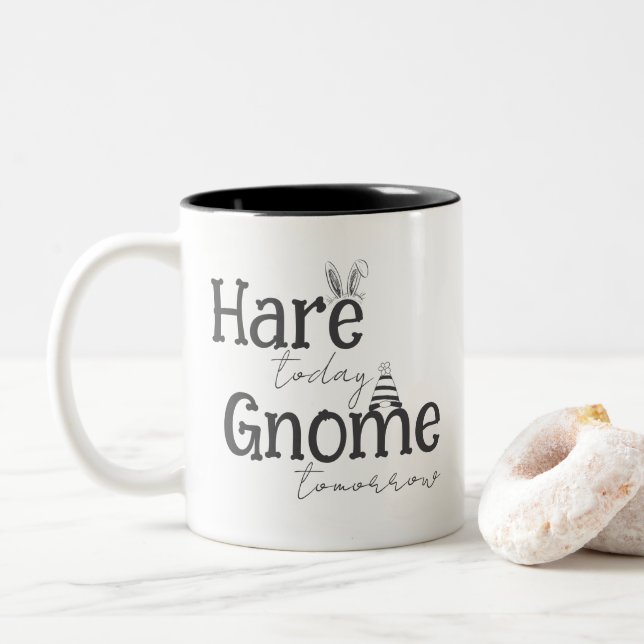 Lièvre Aujourd'Hui, Gnome Demain Café Mug (Avec donut)