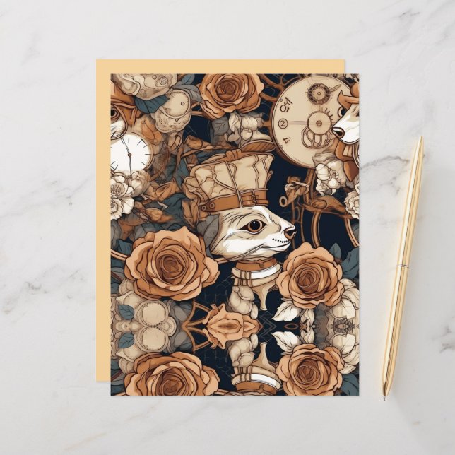 Lièvre et engrenages Steampunk (Devant/Arrière en situation)