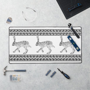 Lièvre Jackrabbit noir et blanc géométrique du Sud