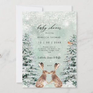 lièvres d'hiver baby shower invitation