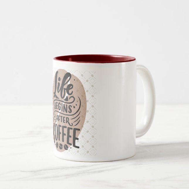 "Life Begins After Coffee" Two-toned Mug (Devant droit)