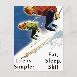 Life is Simple Eat Sleep Ski Carte postale