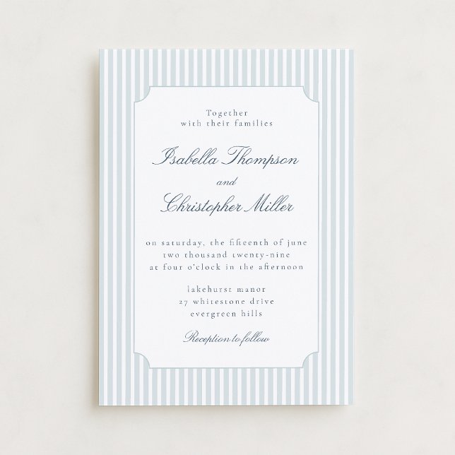 Light Blue Stripe Framed Wedding Invitation (Créateur téléchargé)