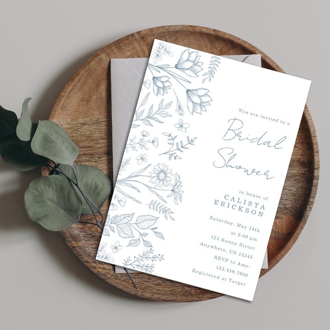 Light Blue Toile Bridal Shower Invitation (Créateur téléchargé)