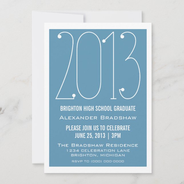 Light Blue Trendy 2013 Graduation Invitation (Devant)