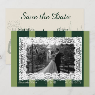 Light & Dark Green Wide Stripe Invitation