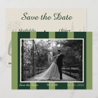 Light & Dark Green Wide Stripe Invitation