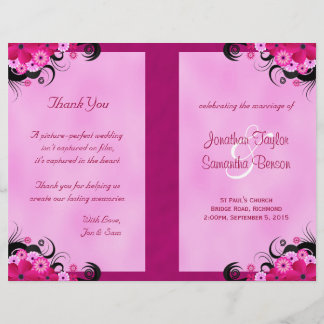 Light Fuchsia Floral Wedding Programme Modèles